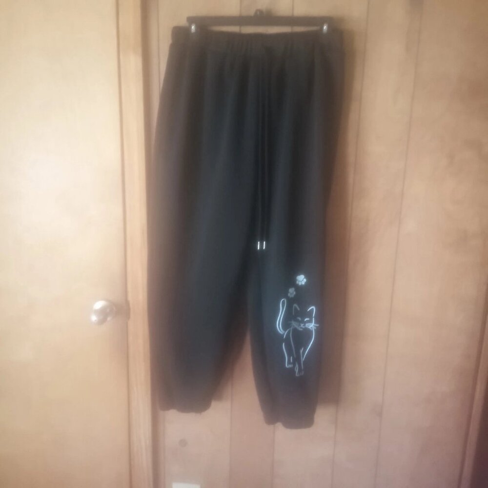 SHEIN Curve Black Cat Graphic Sweatpants Plus Size 3X NWT Cozy Lounge Joggers
